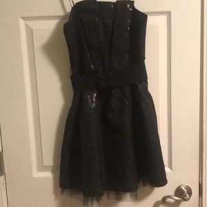 Black Strapless Cheetah Print Dress